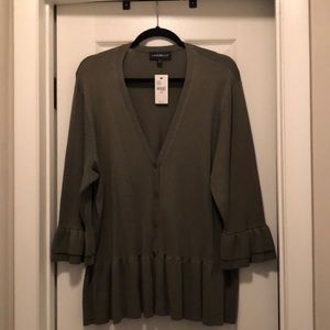 Lane Bryant Olive V-Neck Button Down Cardigan